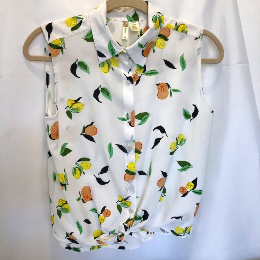 Japana sleeveless citrus print blouse